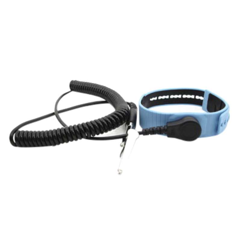 ADJ BLU PLASTIC WRIST STRAP 6'COIL 1/8"SNAP